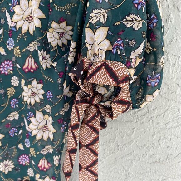 Signature Studio XL Cottagecore Floral Midi Dress Long Sleeve Smocked Neck - Picture 7 of 11